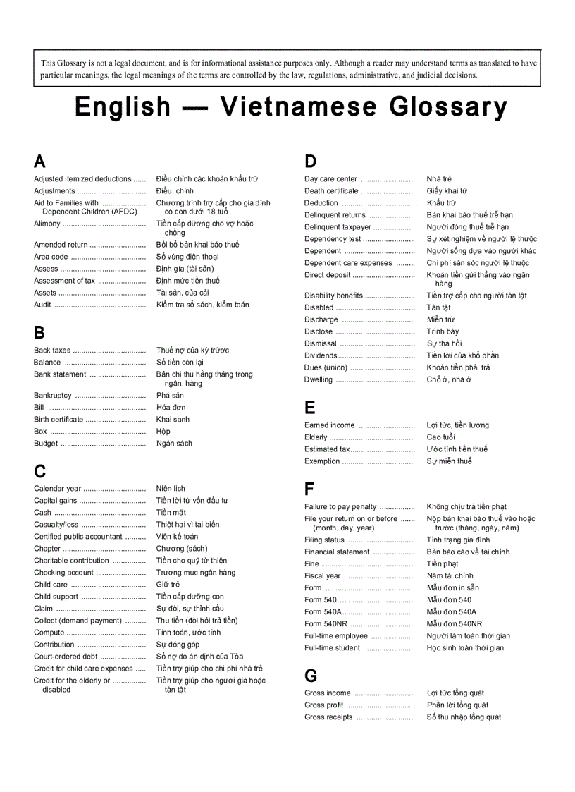 image for page English VietNamese glossary