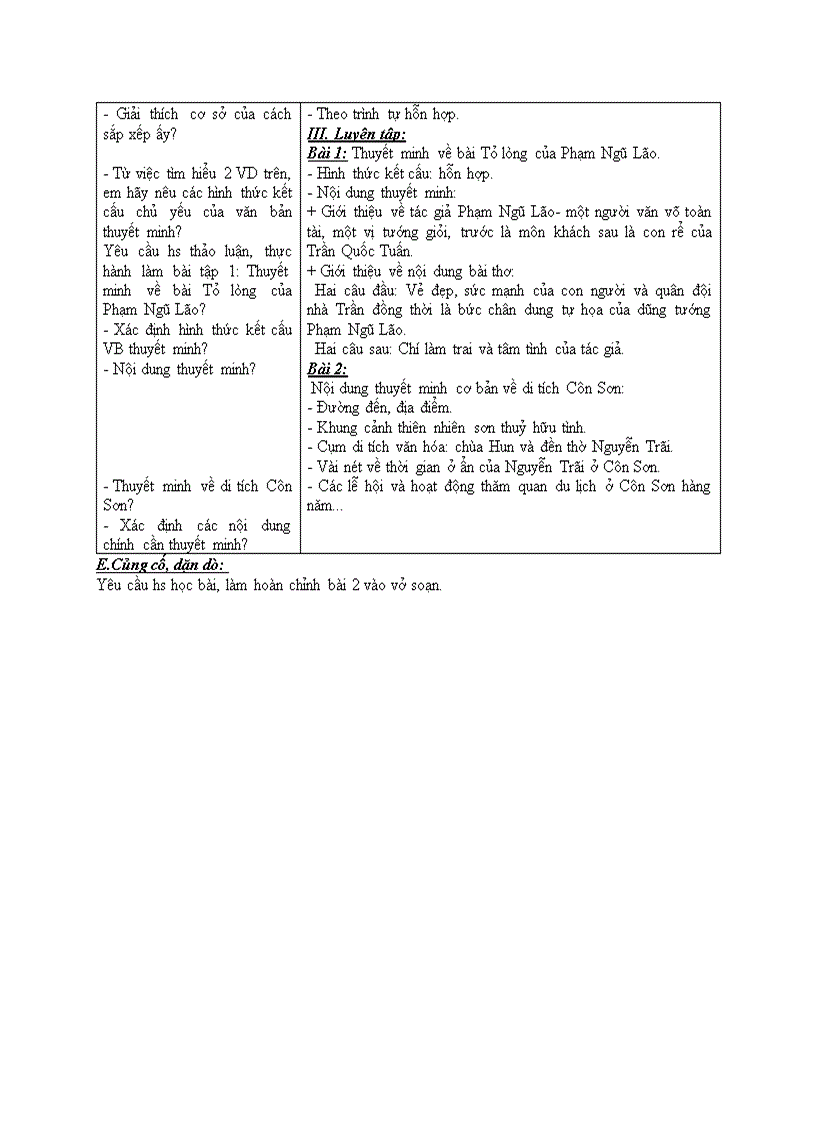 image for page Làm văn CÁC HÌNH THỨC KẾT CẤU CỦA VĂN BẢN THUYẾT MINH