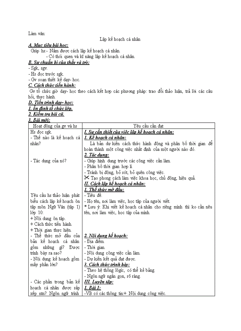 image for page Làm văn Lập kế hoạch cá nhân