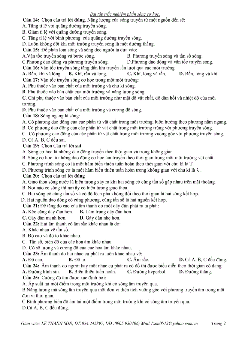 image for page Bài trắc nghiệm về SÓNG CƠ HỌC 115 câu