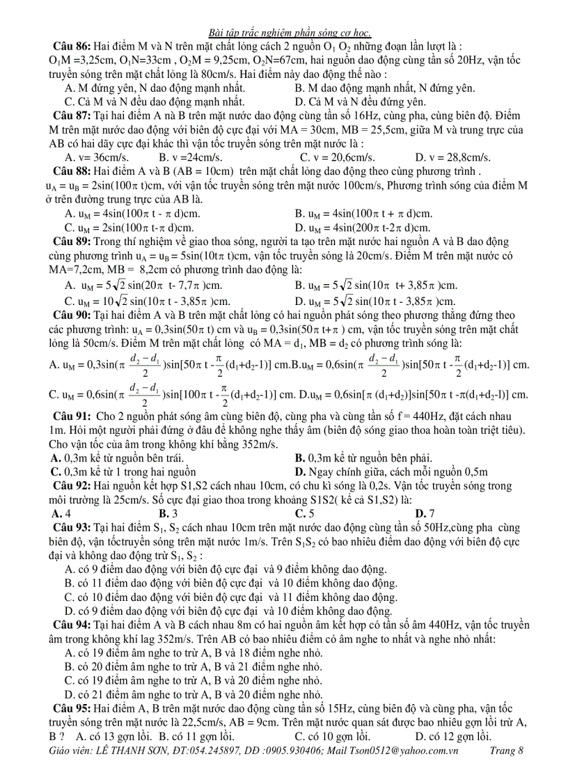 image for page Bài trắc nghiệm về SÓNG CƠ HỌC 115 câu