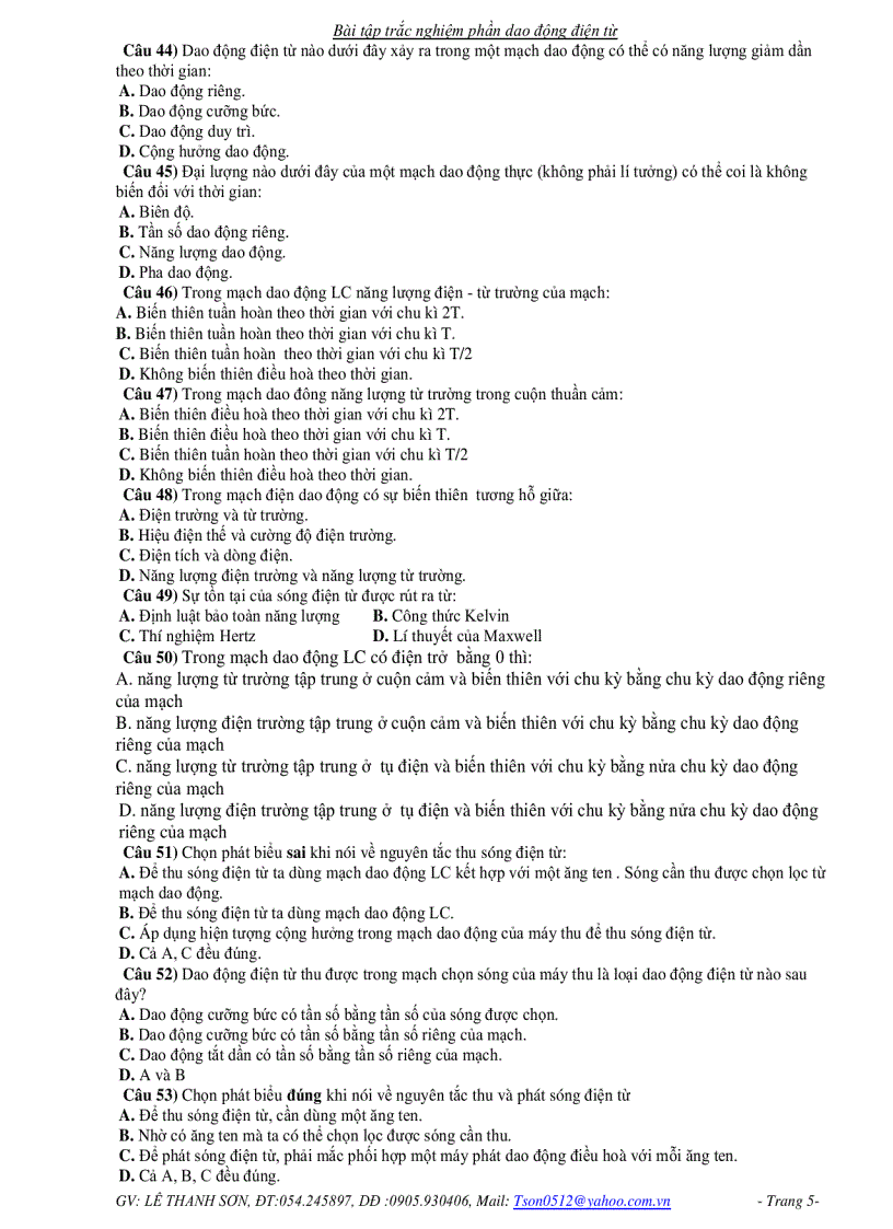 image for page 127 câu trắc nghiệm về DAO ĐỘNG ĐIỆN TỪ