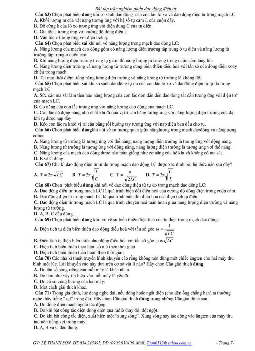 image for page 127 câu trắc nghiệm về DAO ĐỘNG ĐIỆN TỪ