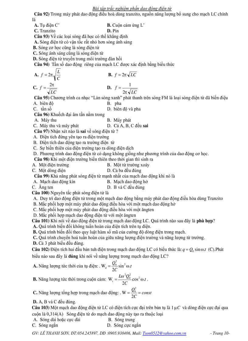 image for page 127 câu trắc nghiệm về DAO ĐỘNG ĐIỆN TỪ