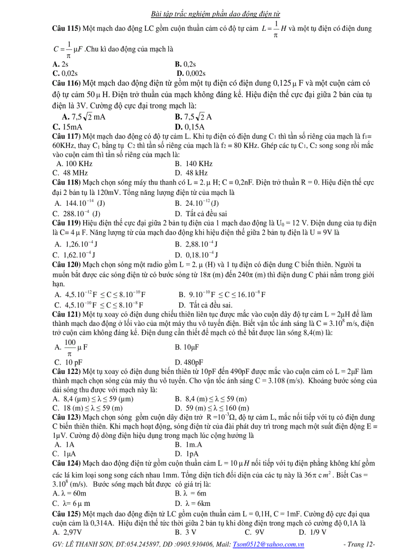 image for page 127 câu trắc nghiệm về DAO ĐỘNG ĐIỆN TỪ