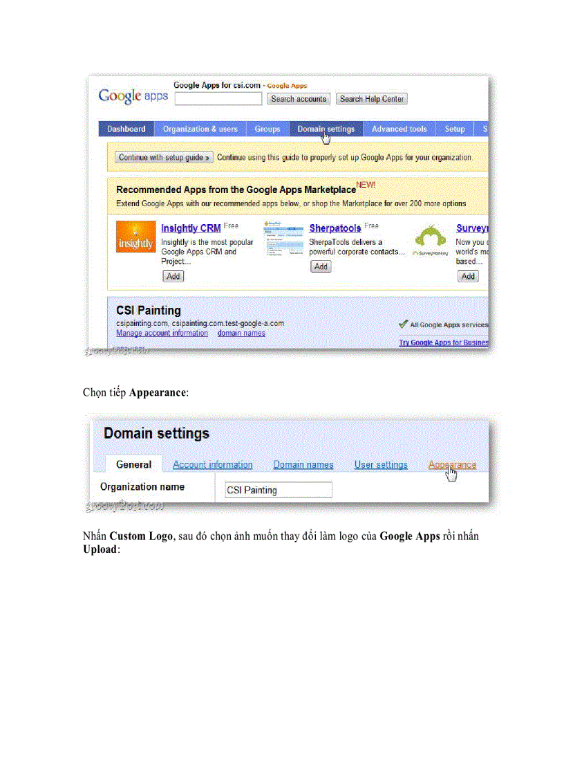 image for page Thay đổi logo của công ty trong Google Apps