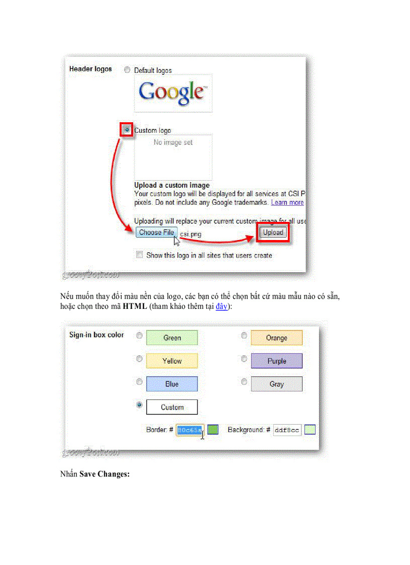 image for page Thay đổi logo của công ty trong Google Apps