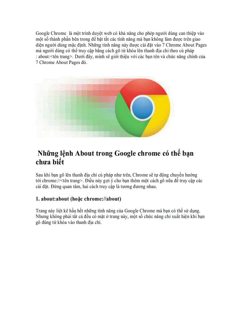 image for page Tìm hiểu những lệnh About trong Google chrome