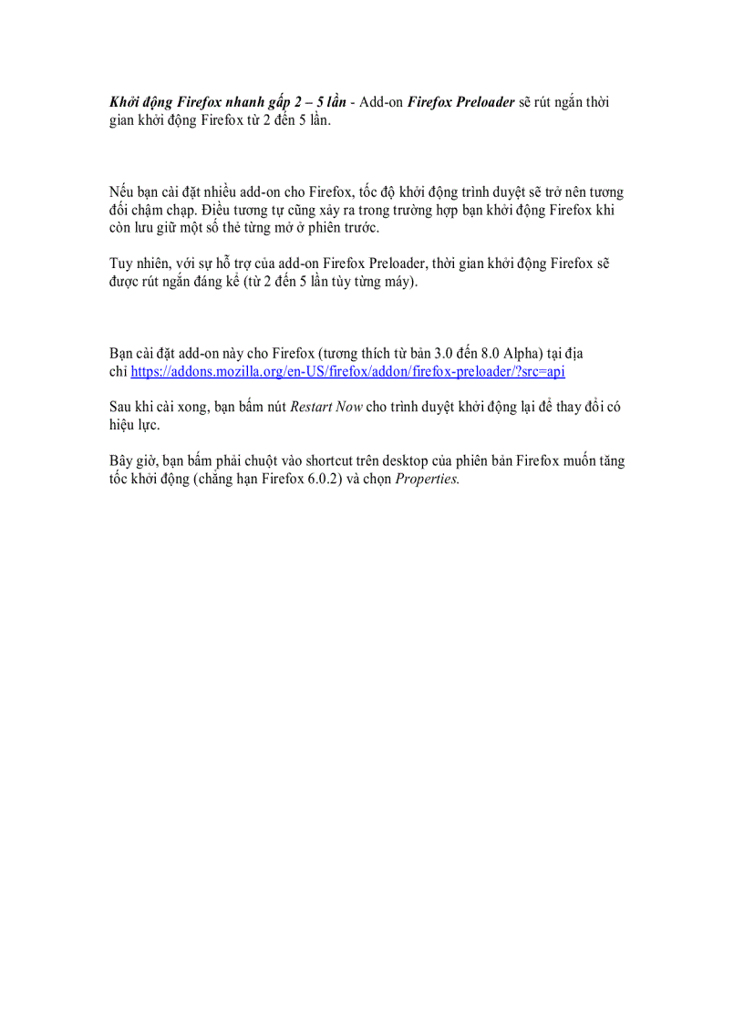 image for page Firefox Preloader Add on giúp tăng tốc khởi động Firefox nhanh gấp 2 5 lần