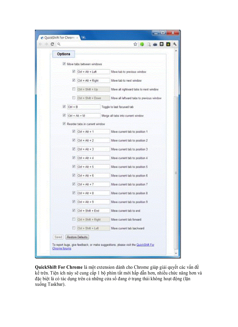 image for page Thay đổi phím tắt hot key Google Chrome