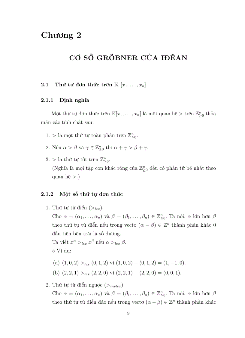 image for page Luận văn tốt nghiệp ĐHSP Cơ sở GROBNER của đái số toàn phương đối chiếu thấp