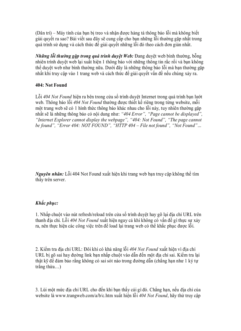 image for page Khắc phục những lỗi thường gặp trong quá trình duyệt web