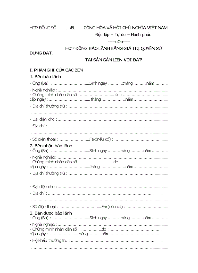 image for page Hợp đồng bảo lãnh bằng giá trị quyền sử dụng đất tài sản gắn liền với đất1