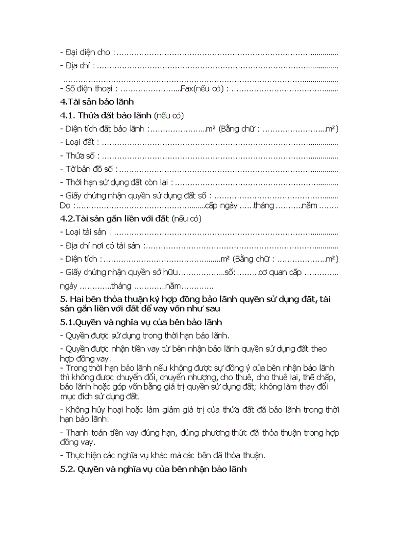 image for page Hợp đồng bảo lãnh bằng giá trị quyền sử dụng đất tài sản gắn liền với đất1