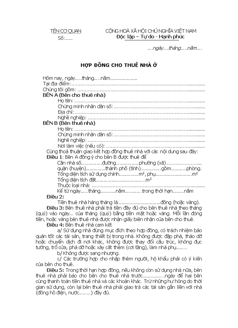 image for page Hợp đồng cho thuê nhà ở