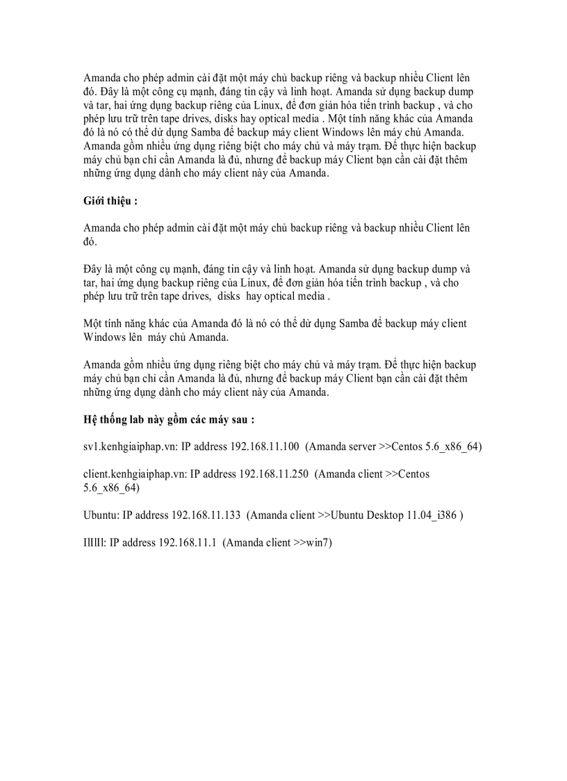 Xây dựng hệ thống Backup server trên linux Centos sử dụng Amanda