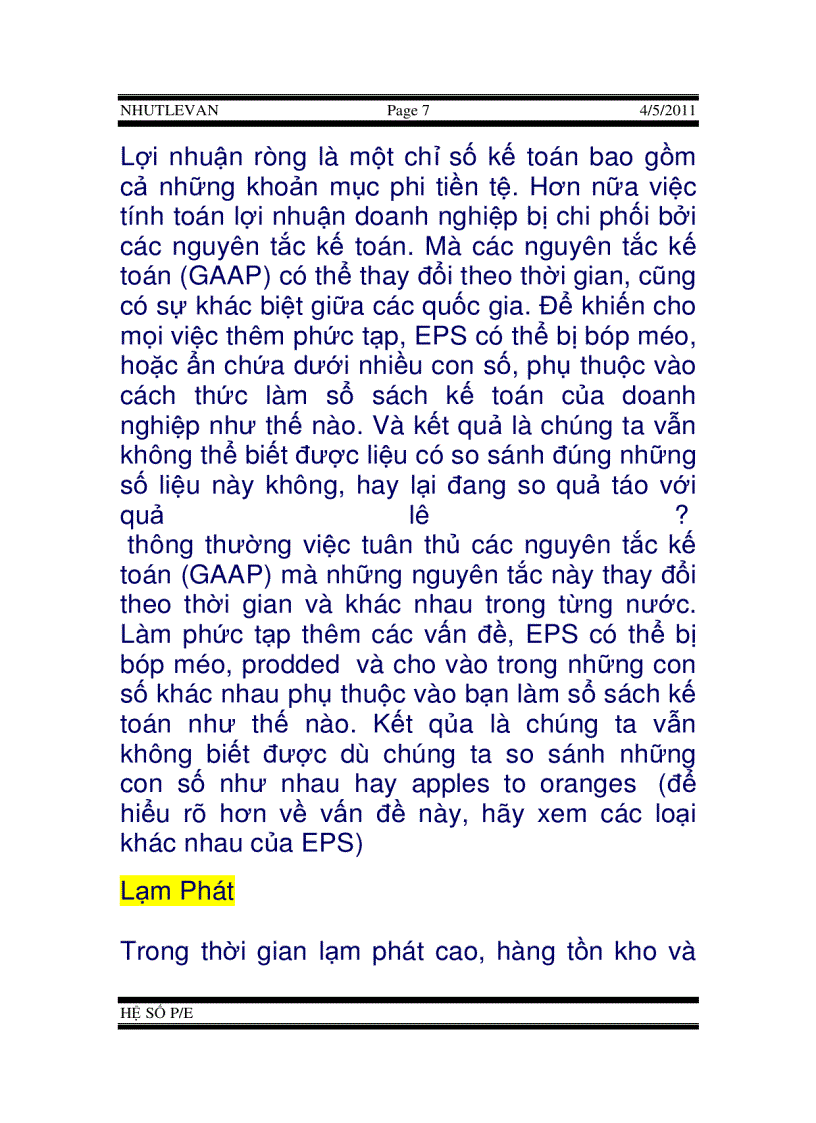 image for page P E một số điểm cơ bản