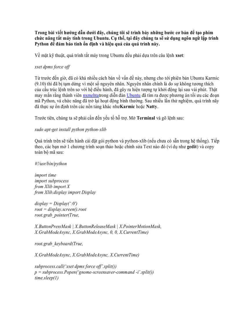 image for page Tạo shortcut tắt máy tính trong Ubuntu
