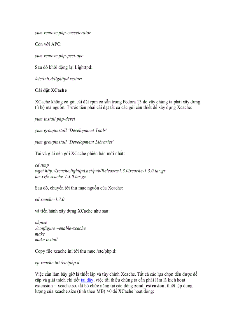 image for page Tích hợp XCache vào PHP5 và Lighttp trên Fedora