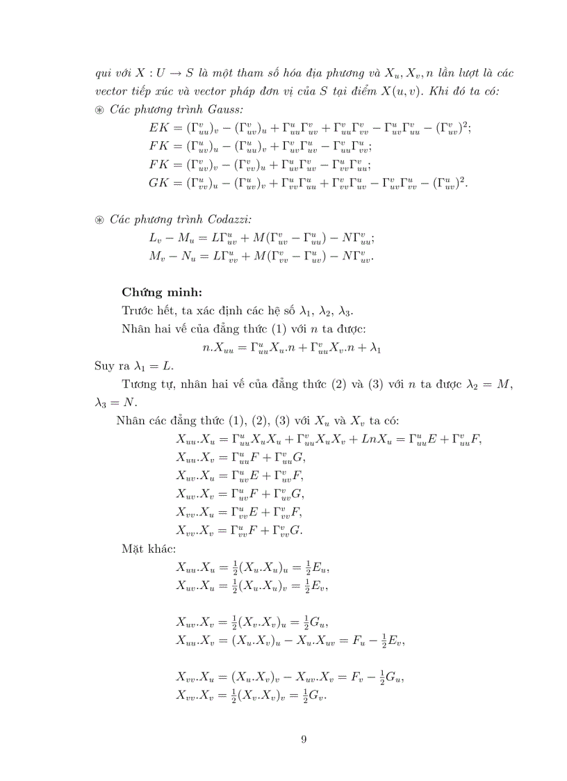 image for page Luận văn tốt nghiệp ĐHSP PHƯƠNG TRÌNH GAUSS CODAZZI VÀ MỘT SỐ ỨNG DỤNG