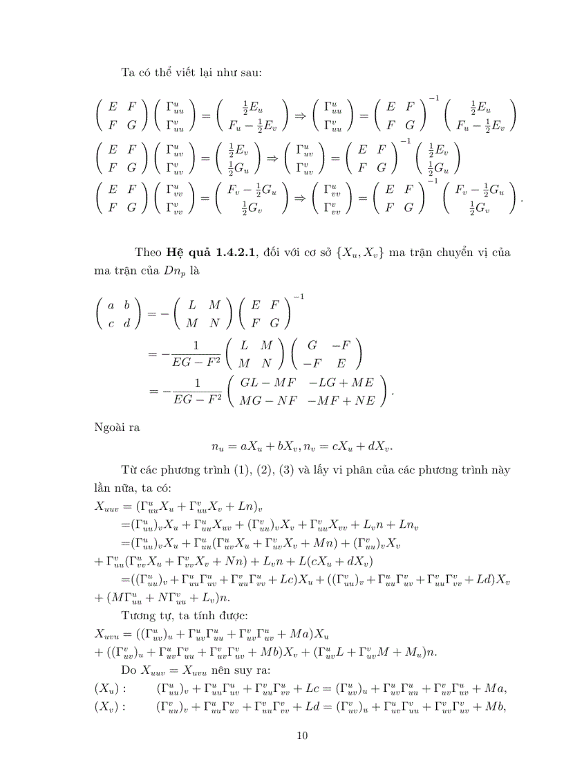 image for page Luận văn tốt nghiệp ĐHSP PHƯƠNG TRÌNH GAUSS CODAZZI VÀ MỘT SỐ ỨNG DỤNG