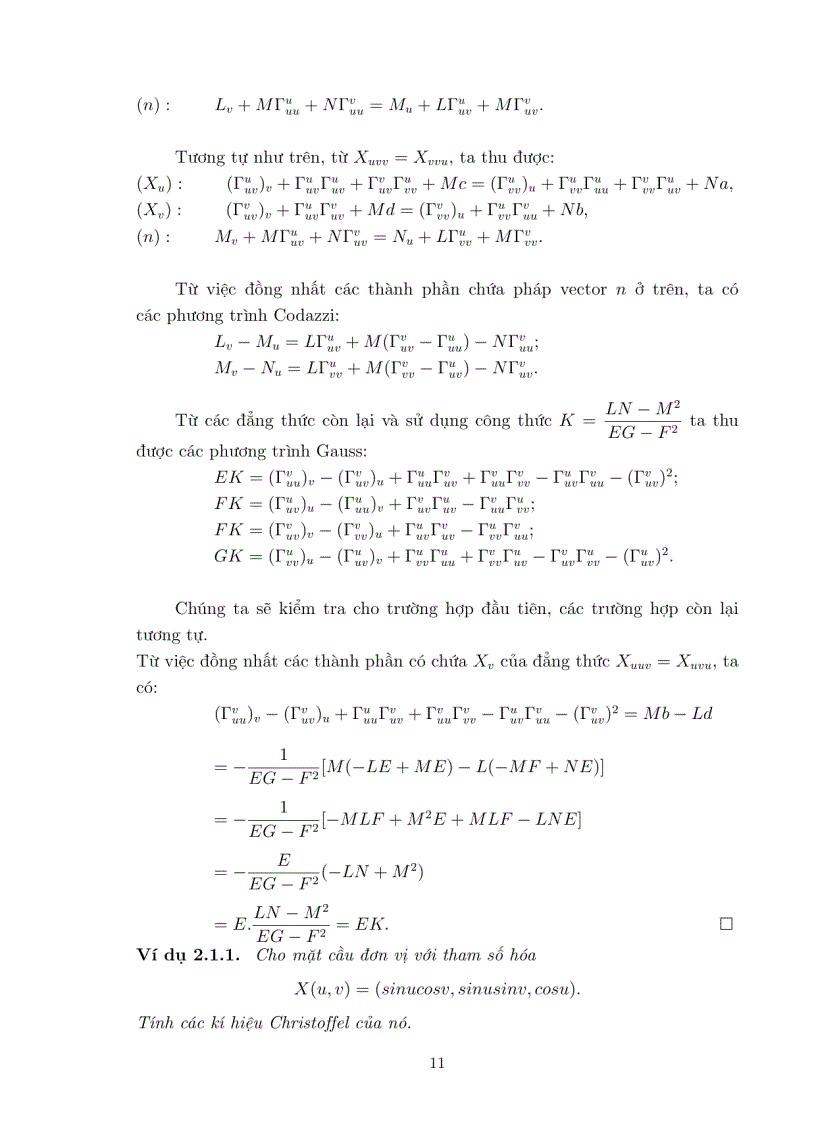 image for page Luận văn tốt nghiệp ĐHSP PHƯƠNG TRÌNH GAUSS CODAZZI VÀ MỘT SỐ ỨNG DỤNG