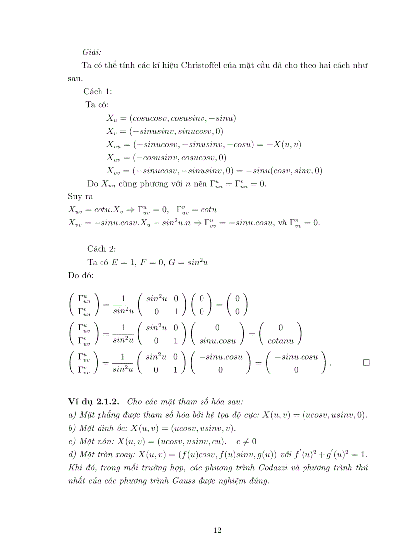 image for page Luận văn tốt nghiệp ĐHSP PHƯƠNG TRÌNH GAUSS CODAZZI VÀ MỘT SỐ ỨNG DỤNG