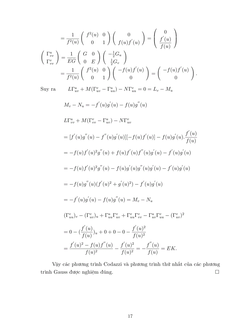 image for page Luận văn tốt nghiệp ĐHSP PHƯƠNG TRÌNH GAUSS CODAZZI VÀ MỘT SỐ ỨNG DỤNG