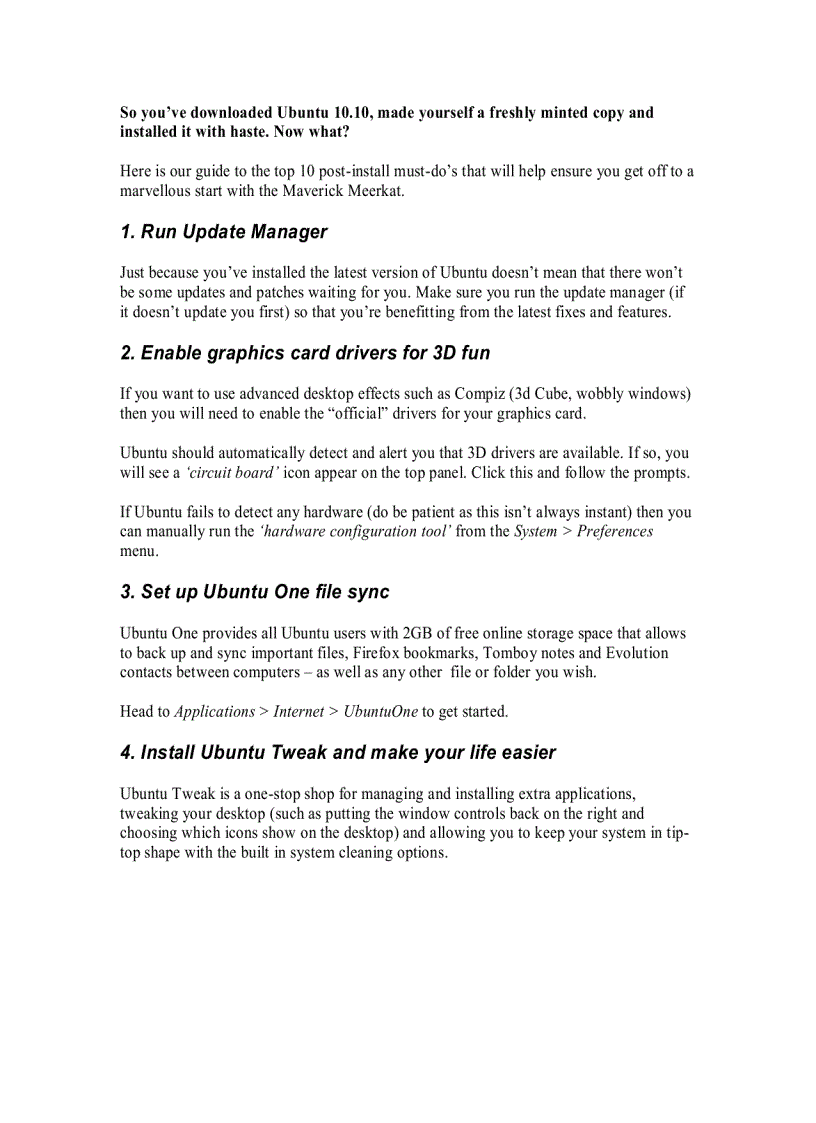 image for page 10 things to do after installing Ubuntu 10 10 Maverick Meerkat
