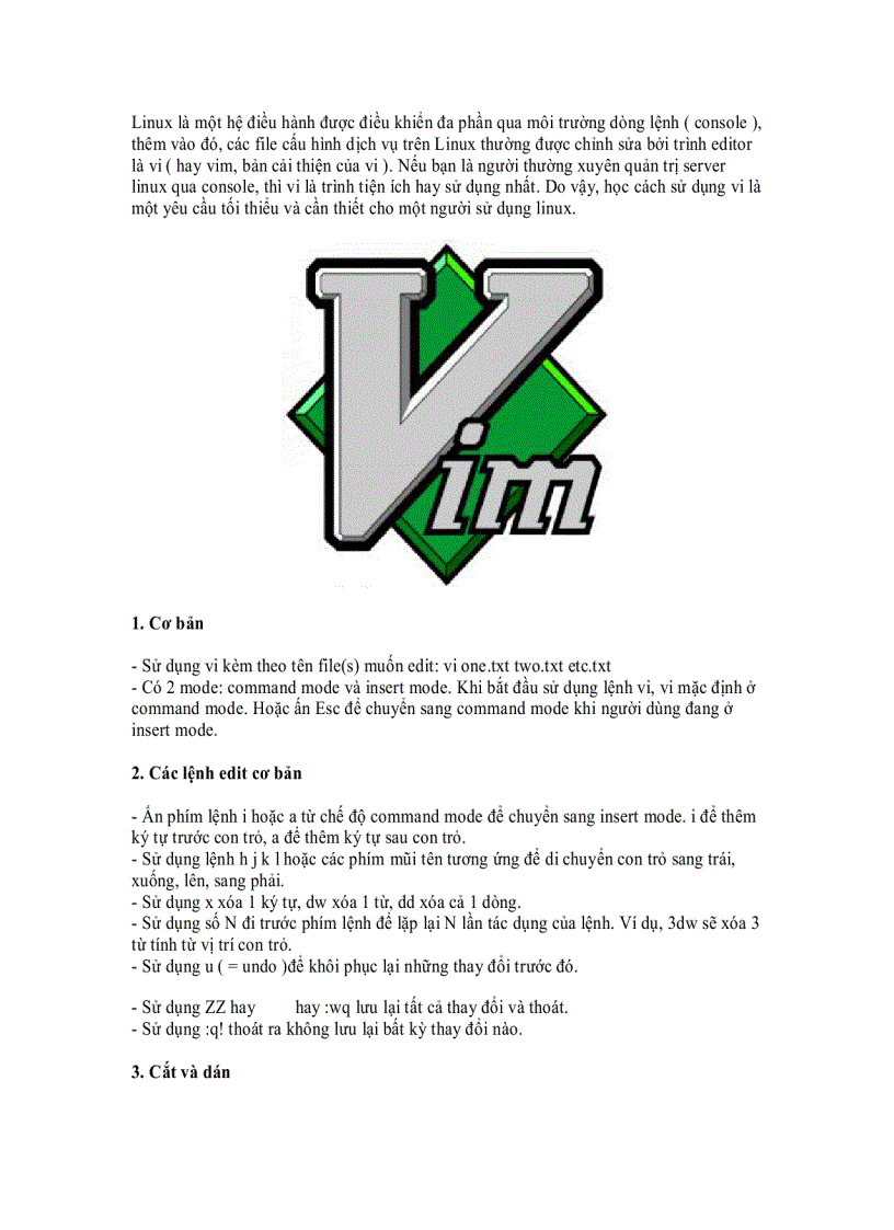 image for page Sử dụng trình soạn thảo đơn giản Vi vim trong linux
