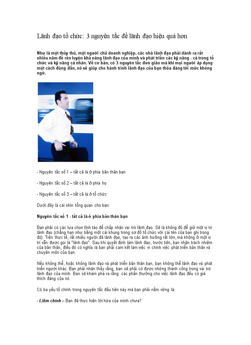 image for page Lãnh đạo tổ chức 3 nguyên tắc để lãnh đạo hiệu quả hơn