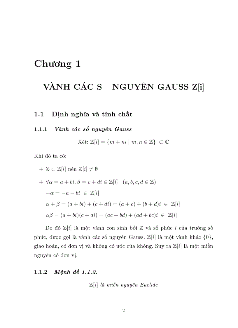 image for page Luận văn tốt nghiệp ĐHSP lý thuyết đồng dư trên vành các số nguyên GAUSS