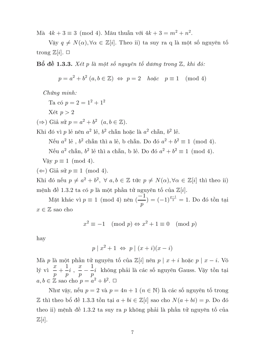 image for page Luận văn tốt nghiệp ĐHSP lý thuyết đồng dư trên vành các số nguyên GAUSS