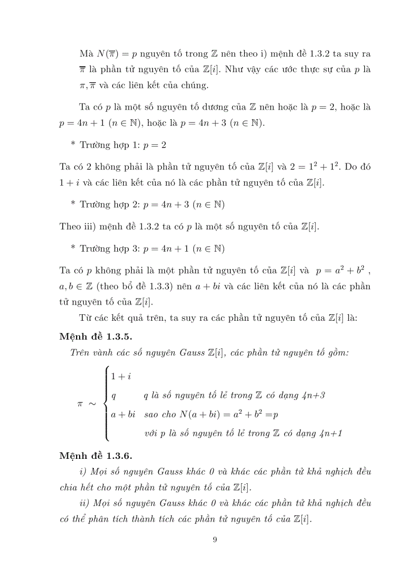 image for page Luận văn tốt nghiệp ĐHSP lý thuyết đồng dư trên vành các số nguyên GAUSS