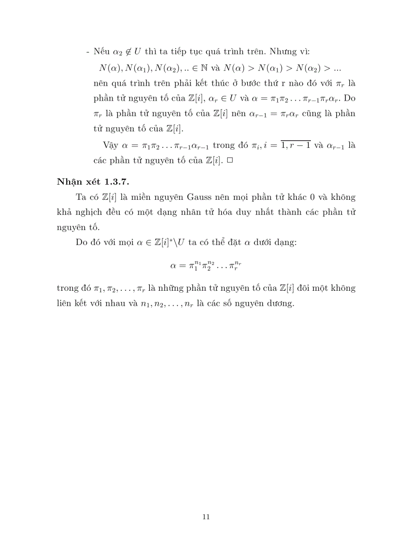 image for page Luận văn tốt nghiệp ĐHSP lý thuyết đồng dư trên vành các số nguyên GAUSS