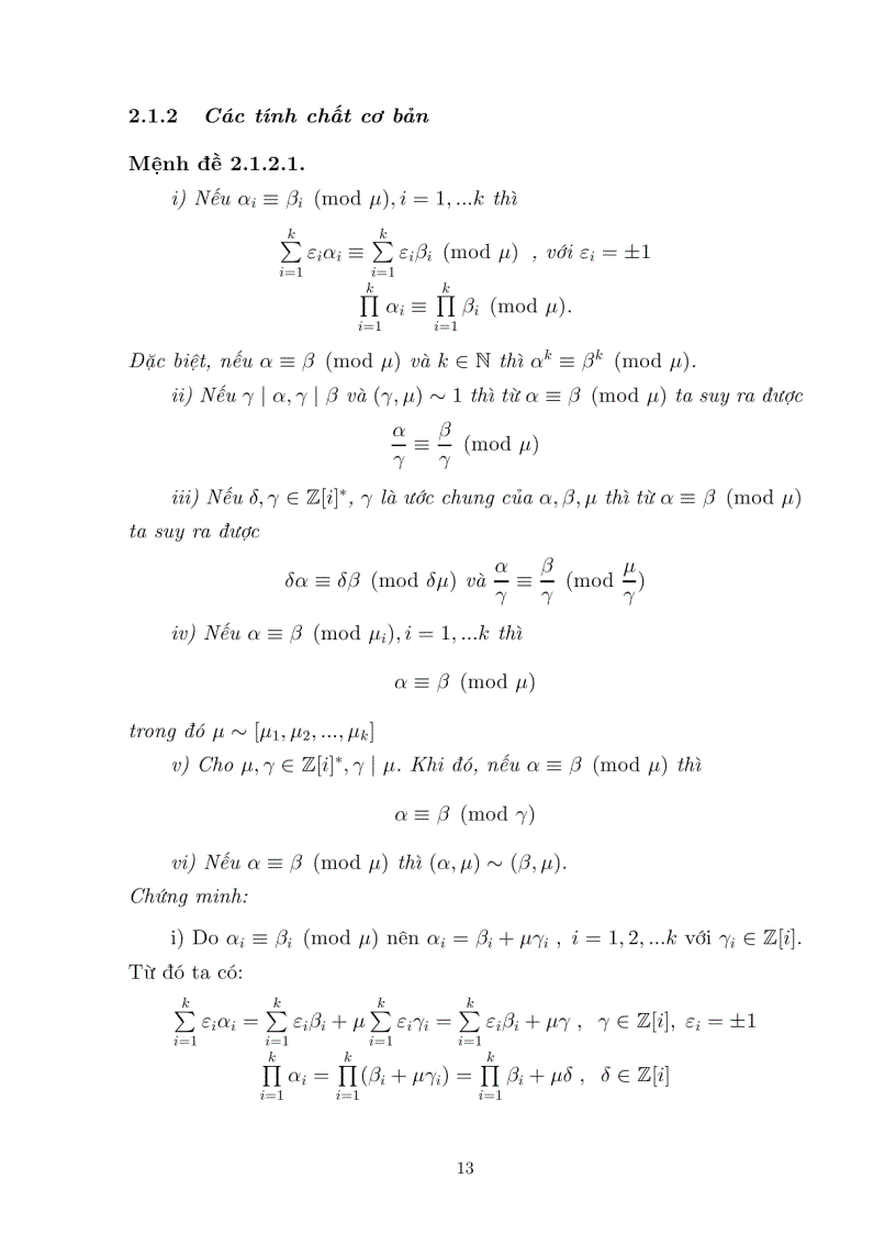 image for page Luận văn tốt nghiệp ĐHSP lý thuyết đồng dư trên vành các số nguyên GAUSS