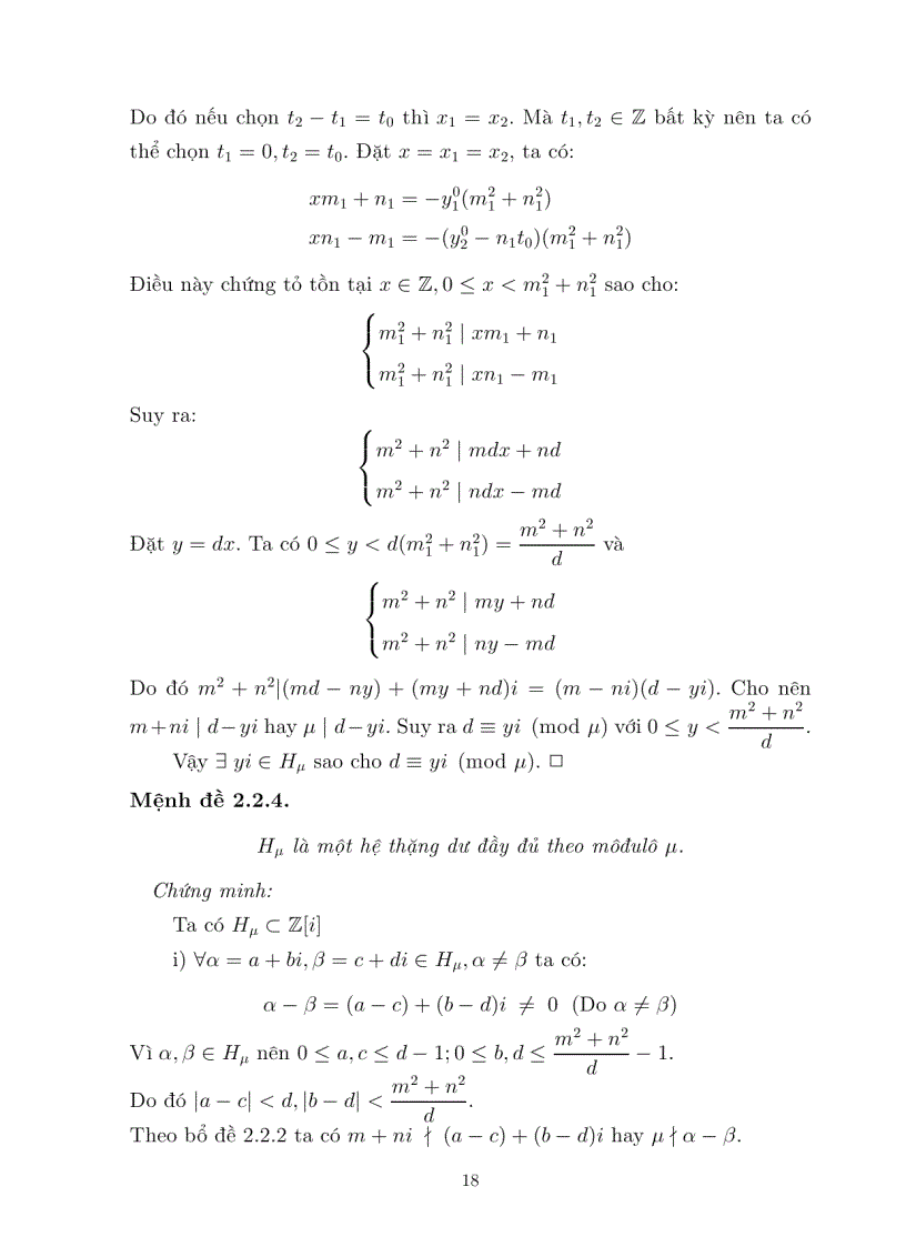 image for page Luận văn tốt nghiệp ĐHSP lý thuyết đồng dư trên vành các số nguyên GAUSS