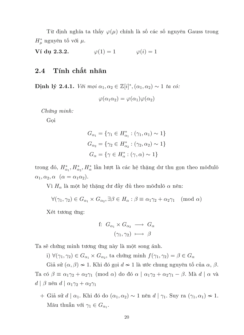 image for page Luận văn tốt nghiệp ĐHSP lý thuyết đồng dư trên vành các số nguyên GAUSS
