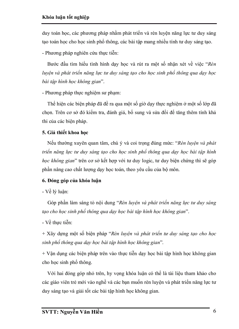 image for page Luận văn tốt nghiệp ĐHSP rèn luyện năng lực phát triển tư duy sáng tạo cho học sinh phổ thông qua dạy học bài tập hình học không gian