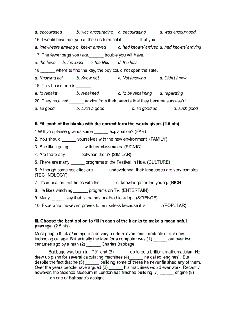 image for page ĐỀ THI TUYỂN SINH LỚP 10 Năm học 2004 2005 TRƯỜNG THPT CHUYÊN LÊ HỒNG PHONG MÔN ANH Vòng 1
