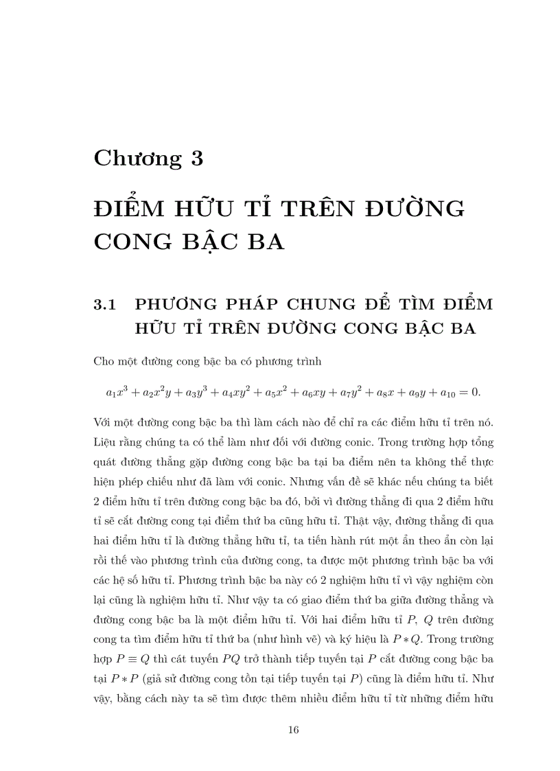 image for page Luận văn tốt nghiệp ĐHSP Điểm hữu tỷ trên đường cong bậc 2 và bậc 3