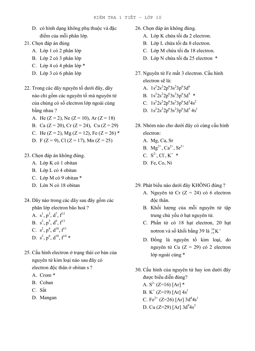 image for page Kiểm tra 1 tiết Hóa lớp 10 Nâng cao
