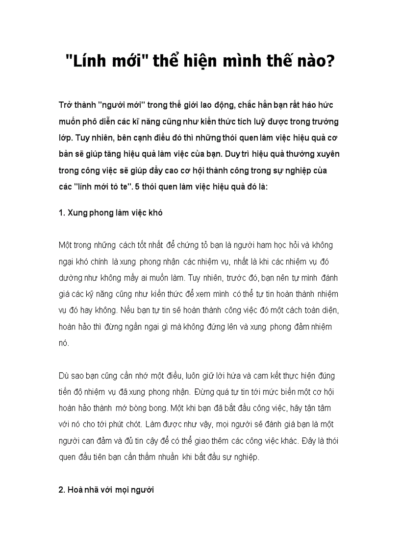 image for page Lính mới thể hiện mình thế nào