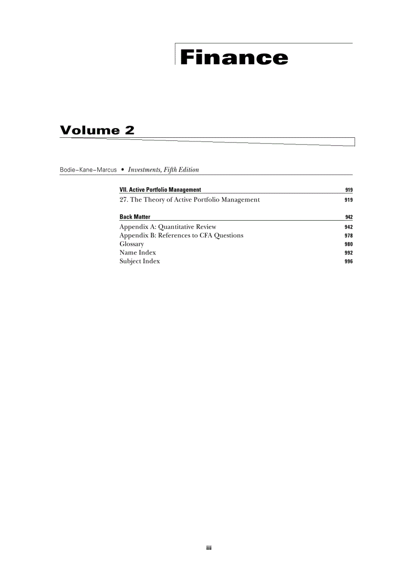 Finance Course Investments Volume 2