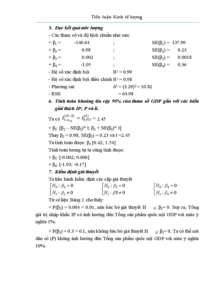 image for page Tiểu luận Kinh tế lượng Mối liên hệ giữa tổng thu nhập quốc nội với tổng giá trị nhập khẩu dân số và tỷ lệ lạm phát giai đoạn 2001 2010