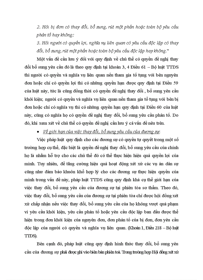 image for page Vấn đề thay đổi bổ sung yêu cầu của đương sự ở Tòa án cấp sơ thẩm phúc thẩm và kiến nghị hoàn thiện pháp luật điều chỉnh vấn đề này