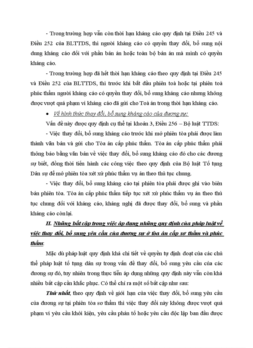 image for page Vấn đề thay đổi bổ sung yêu cầu của đương sự ở Tòa án cấp sơ thẩm phúc thẩm và kiến nghị hoàn thiện pháp luật điều chỉnh vấn đề này