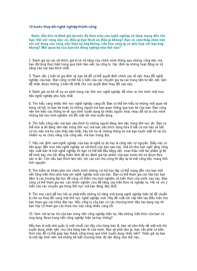 image for page 10 bước thay đổi nghề nghiệp thành công