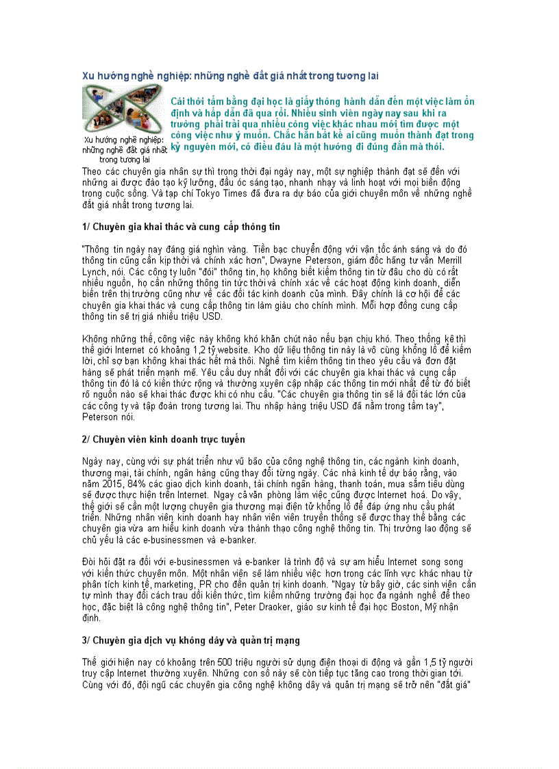 image for page Xu hướng nghề nghiệp những nghề đắt giá nhất trong tương lai