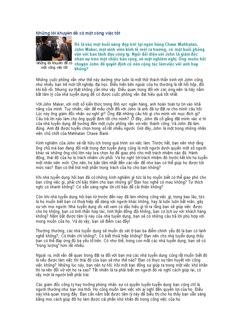 image for page Những lời khuyên để có một công việc tốt 1